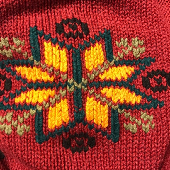 Snowflake Heavy Cotton Sweater by Eddie Bauer Sz Small Red - Picture 6 of 6